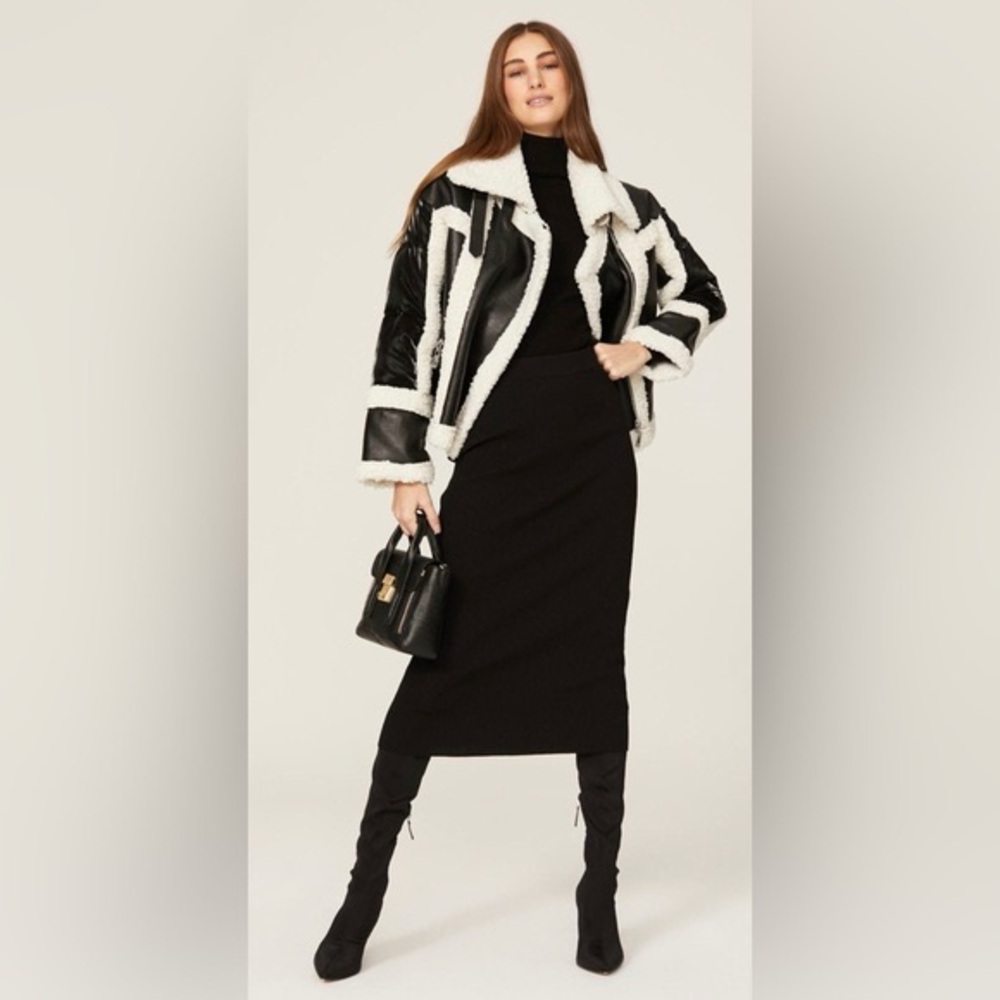 NVLT for Anthropologie Faux Fur Motoβ Jacket Size L